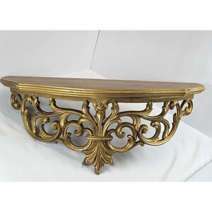 Syroco Gold Hollywood Regency Wall Shelf Ornate Scroll Hanging Display 23" X 11"